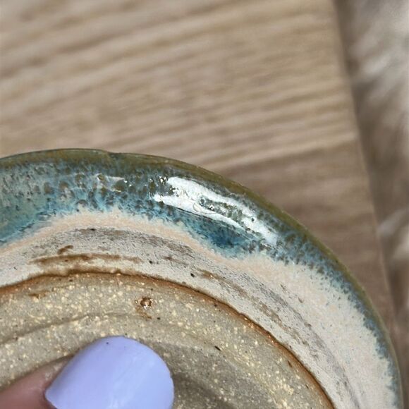 Stoneware Crackle Glass Pottery Catch All Vintage Trinket Jewelry Ring Dish - Picture 14 of 17